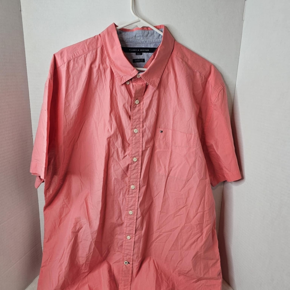 Tommy Hilfiger Men's Coral Short-Sleeve Button-Down Shirt